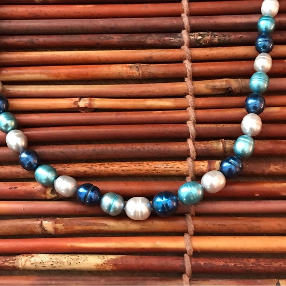 Honora Blue Pearl Necklace .925 clasp 20” - Picture 6 of 10